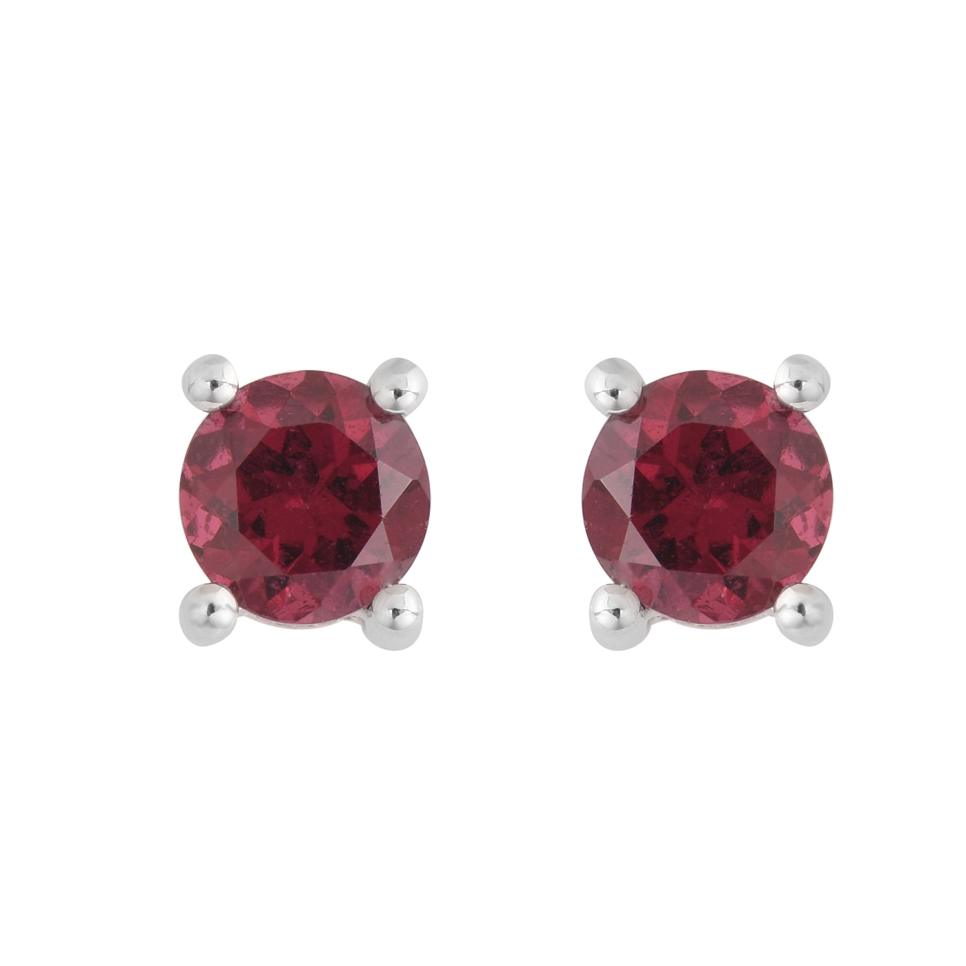 Silver Rhodolite Stud Earrings