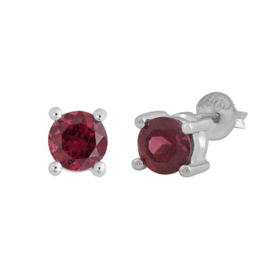 Silver Rhodolite Stud Earrings