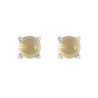 Cabochon Lemon Quartz Stud Earrings