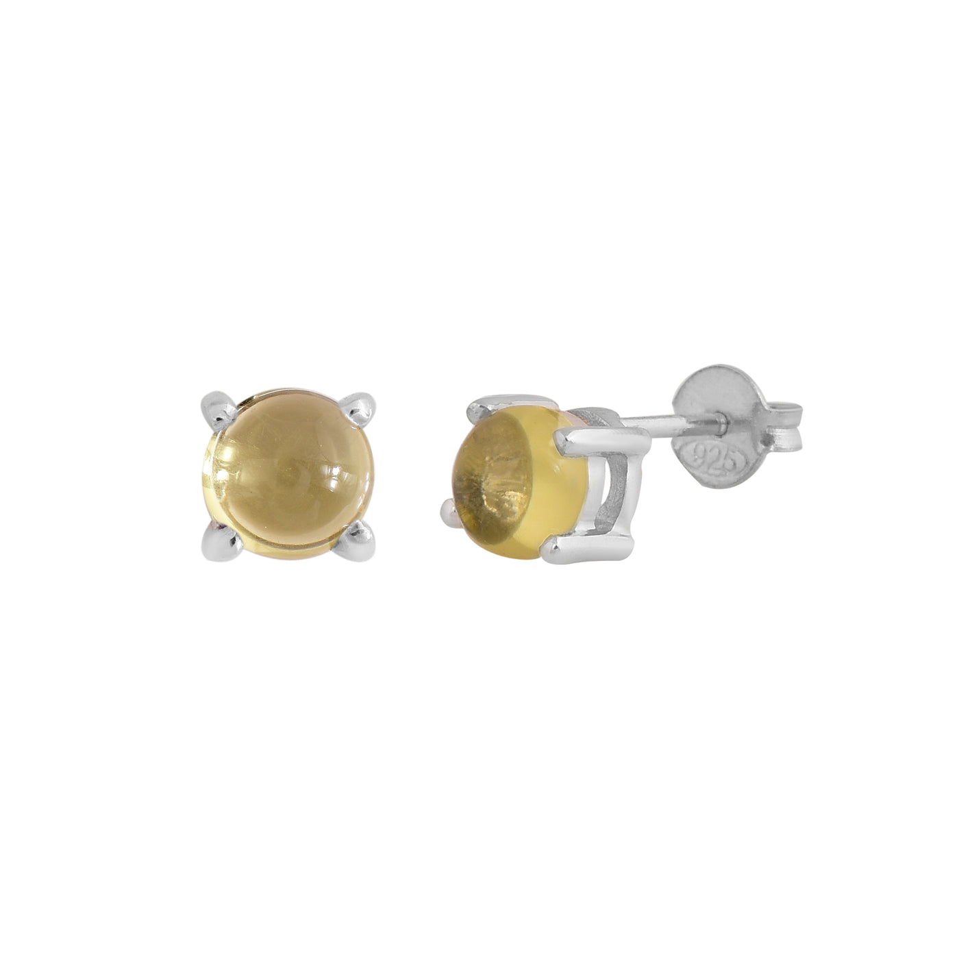 Cabochon Lemon Quartz Stud Earrings