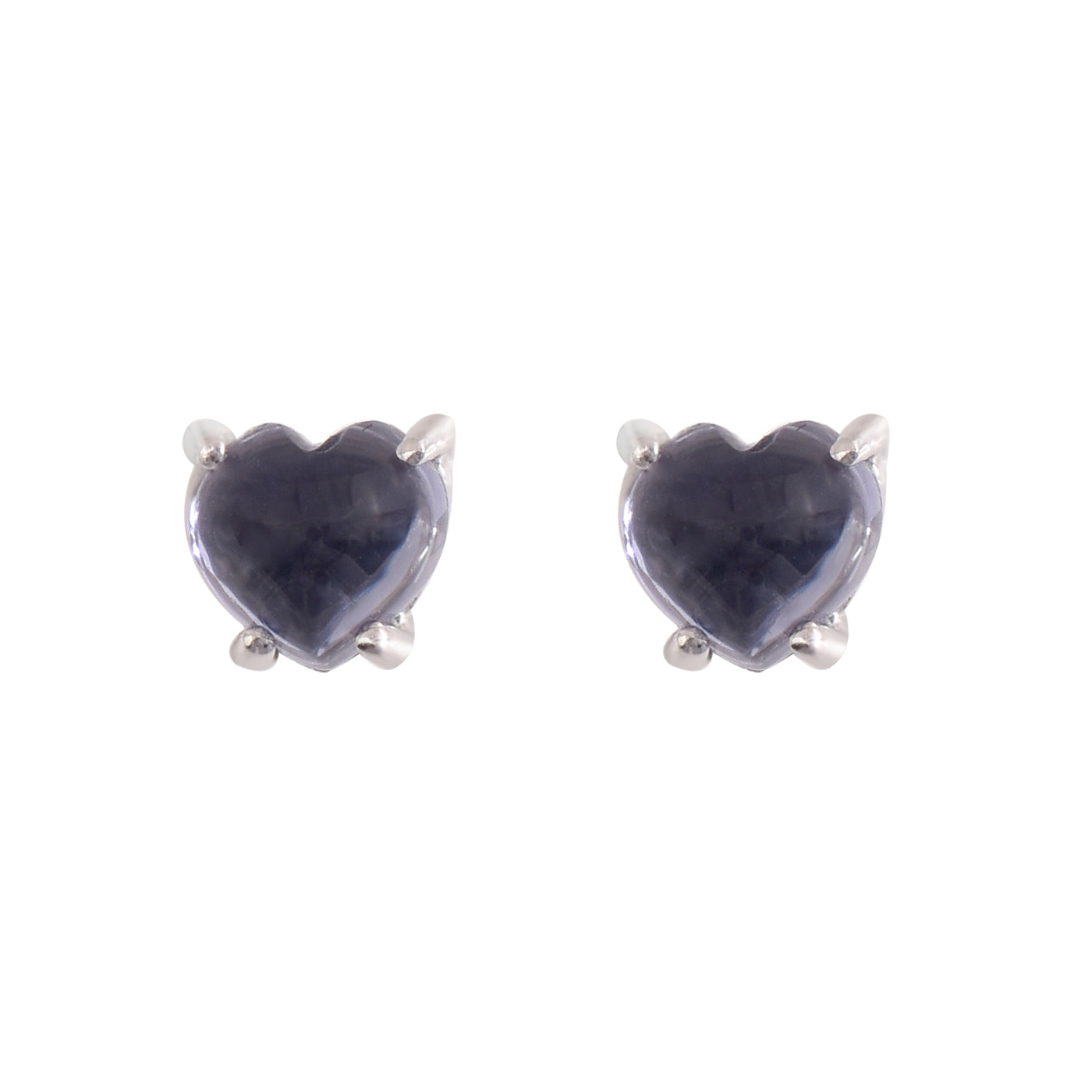 Heart Iolite Solitaire Stud Earrings