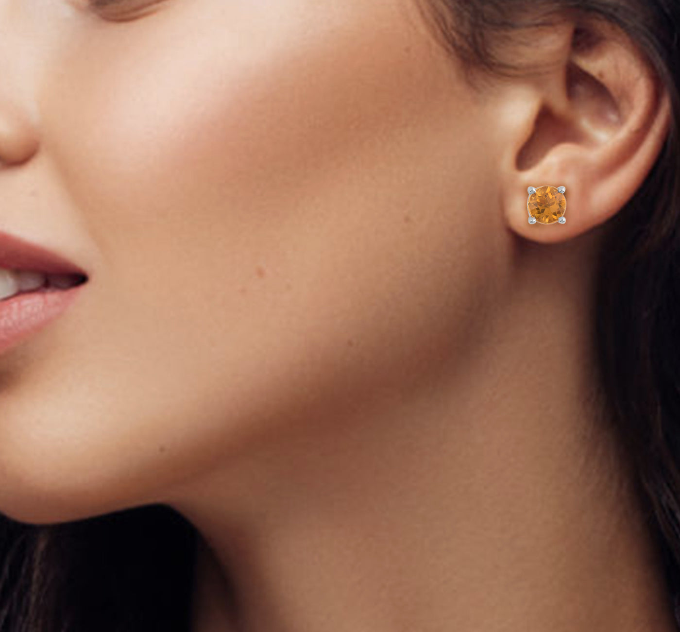 Citrine Solitaire Stud Earring