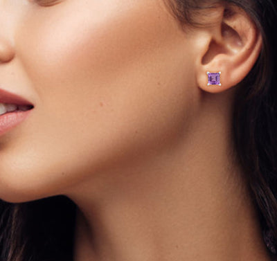 Princess Amethyst Stud Earring