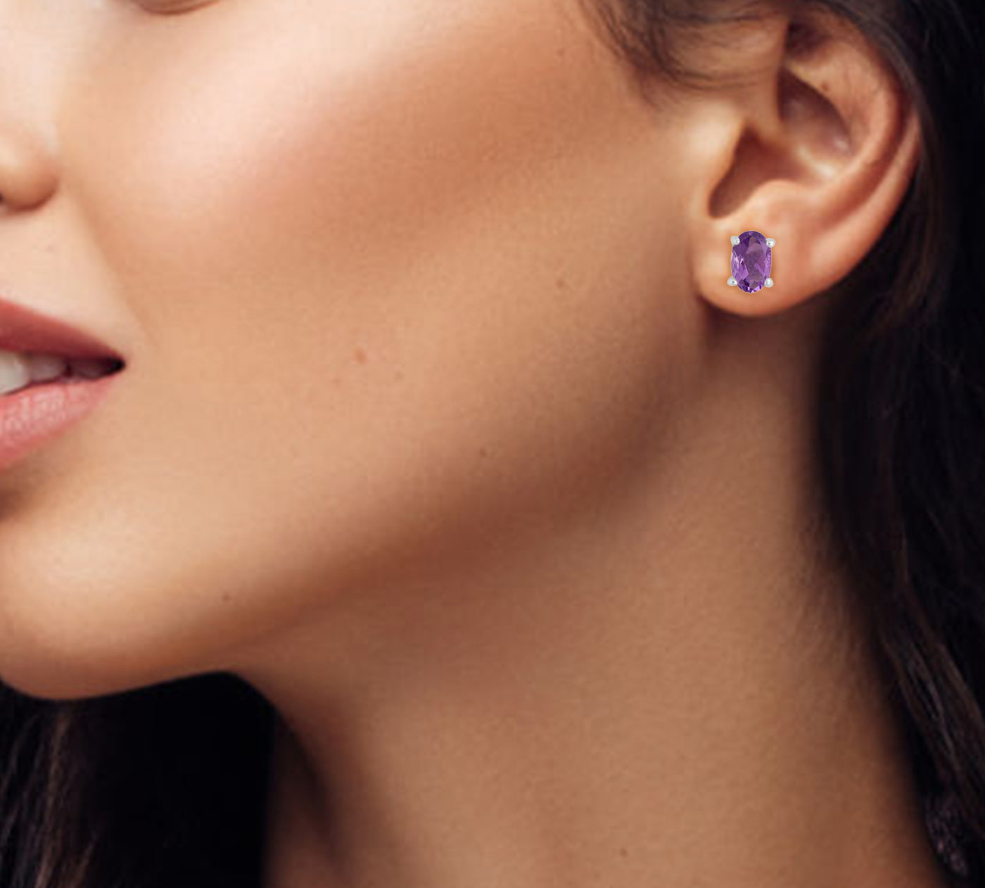 Amethyst Solitaire Earrings