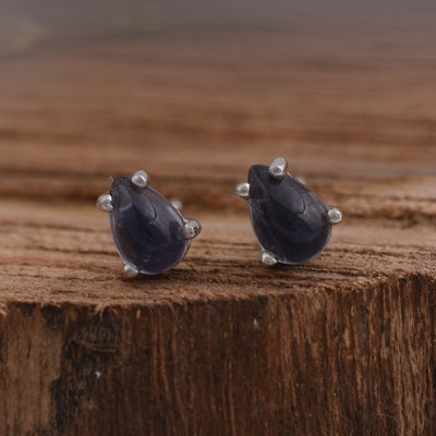 Iolite Solitaire Stud Earrings