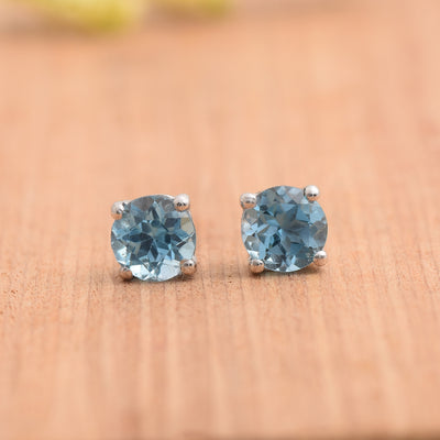 Topaz Solitaire Stud Earrings