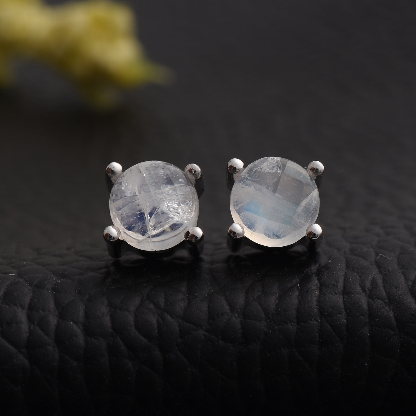 Rainbow Moonstone Stud Earrings