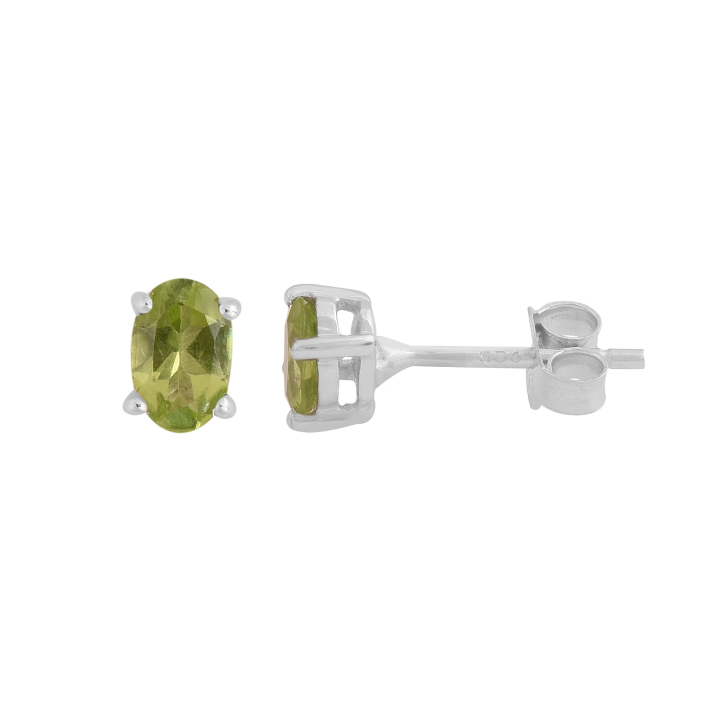 Oval Peridot Solitaire Stud Earrings