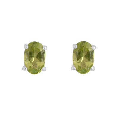 Oval Peridot Solitaire Stud Earrings