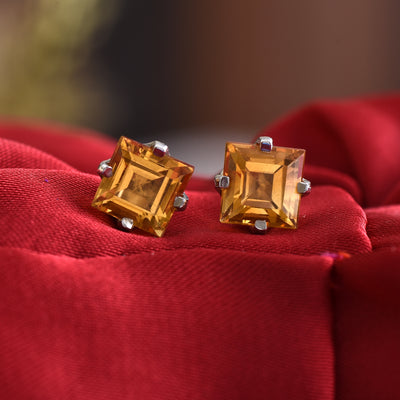 Citrine Gemstone Stud Earrings