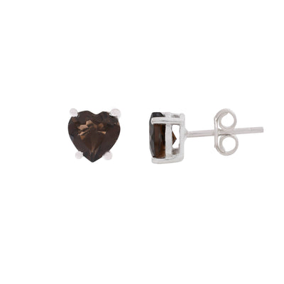 Silver Smoky Quartz Stud Earrings