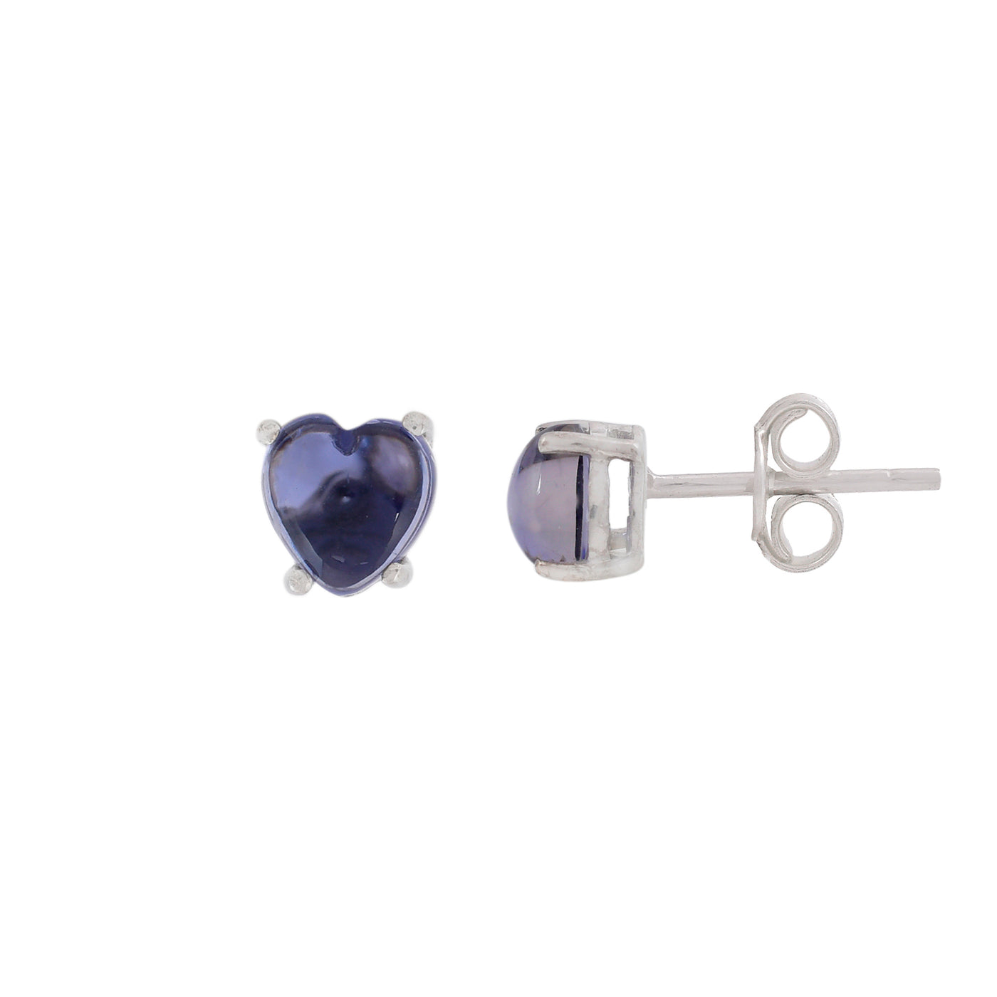 Natural Iolite Heart Earrings