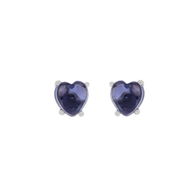 Natural Iolite Heart Earrings