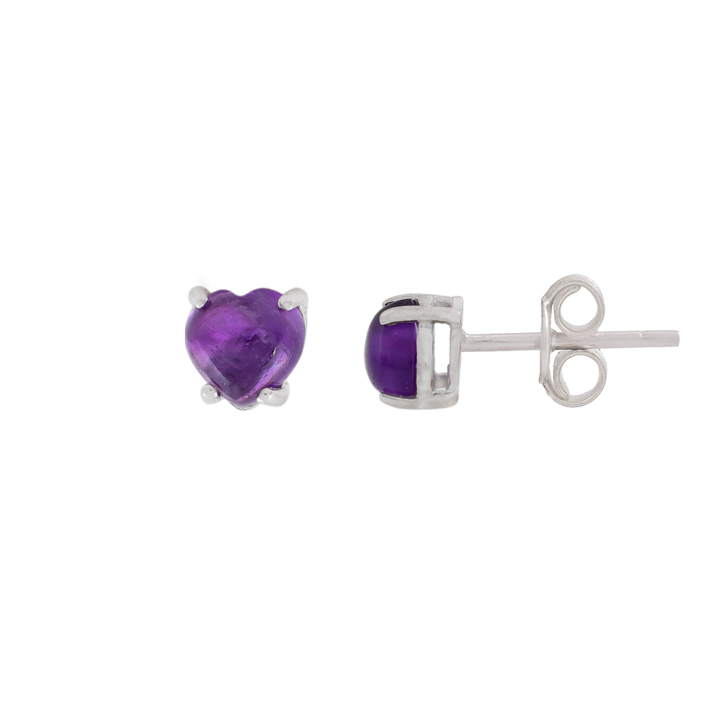 Heart Amethyst Stud Earrings