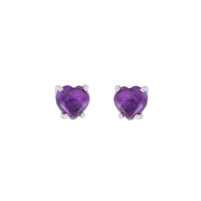 Heart Amethyst Stud Earrings