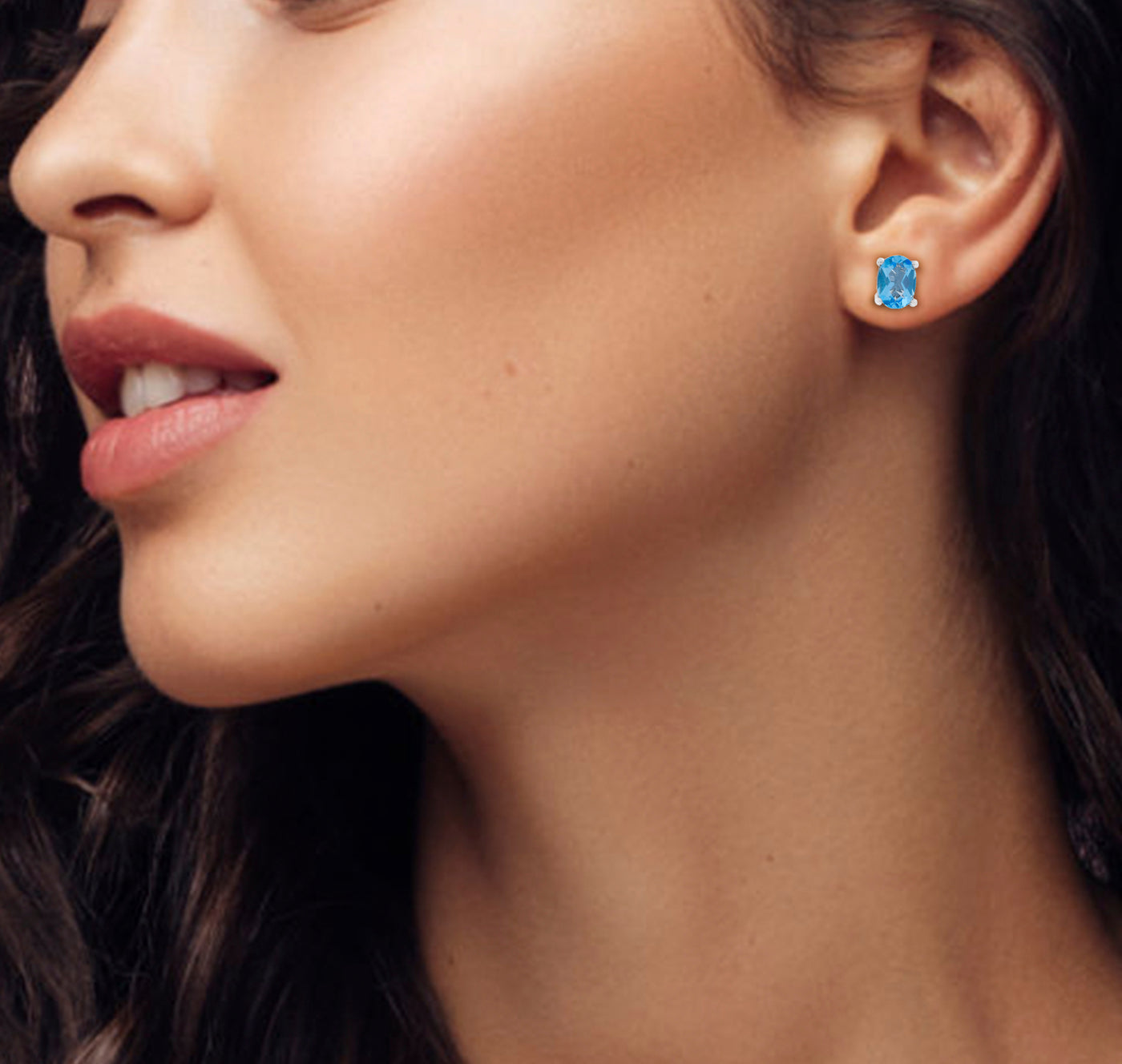 Blue Topaz Stud Earrings