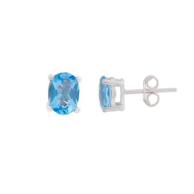 Blue Topaz Stud Earrings