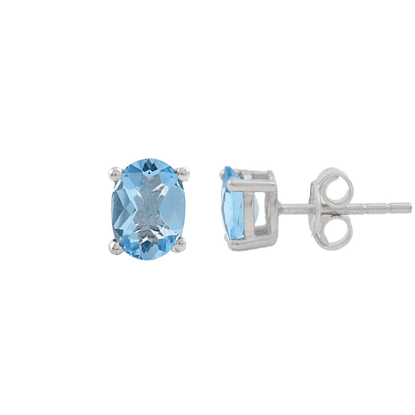 Silver Topaz Stud Earrings