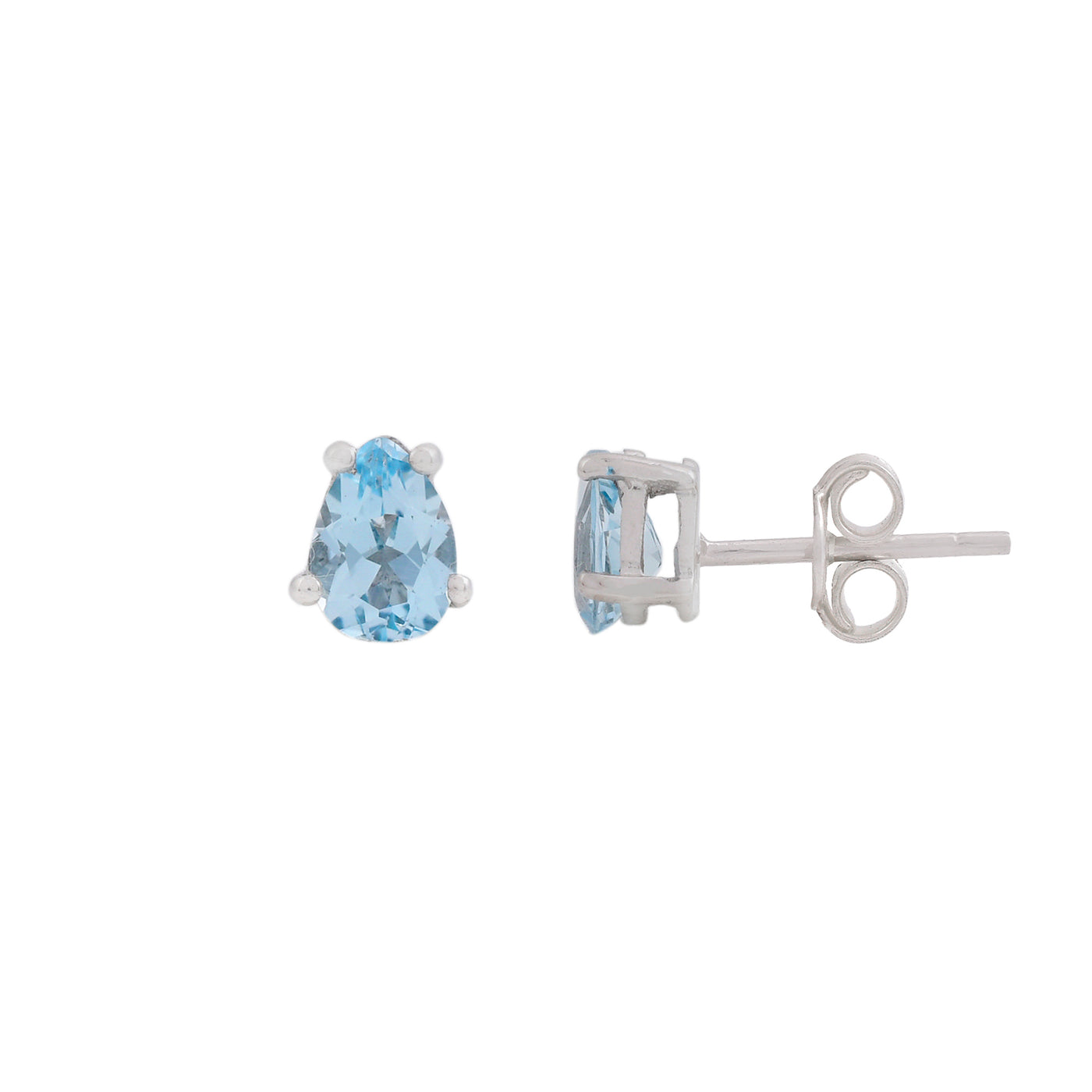 Natural Blue Topaz Stud Earrings