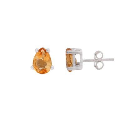 Teardrop Citrine Stud Earrings