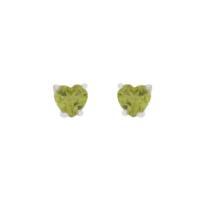 Genuine Peridot Heart Stud Earrings