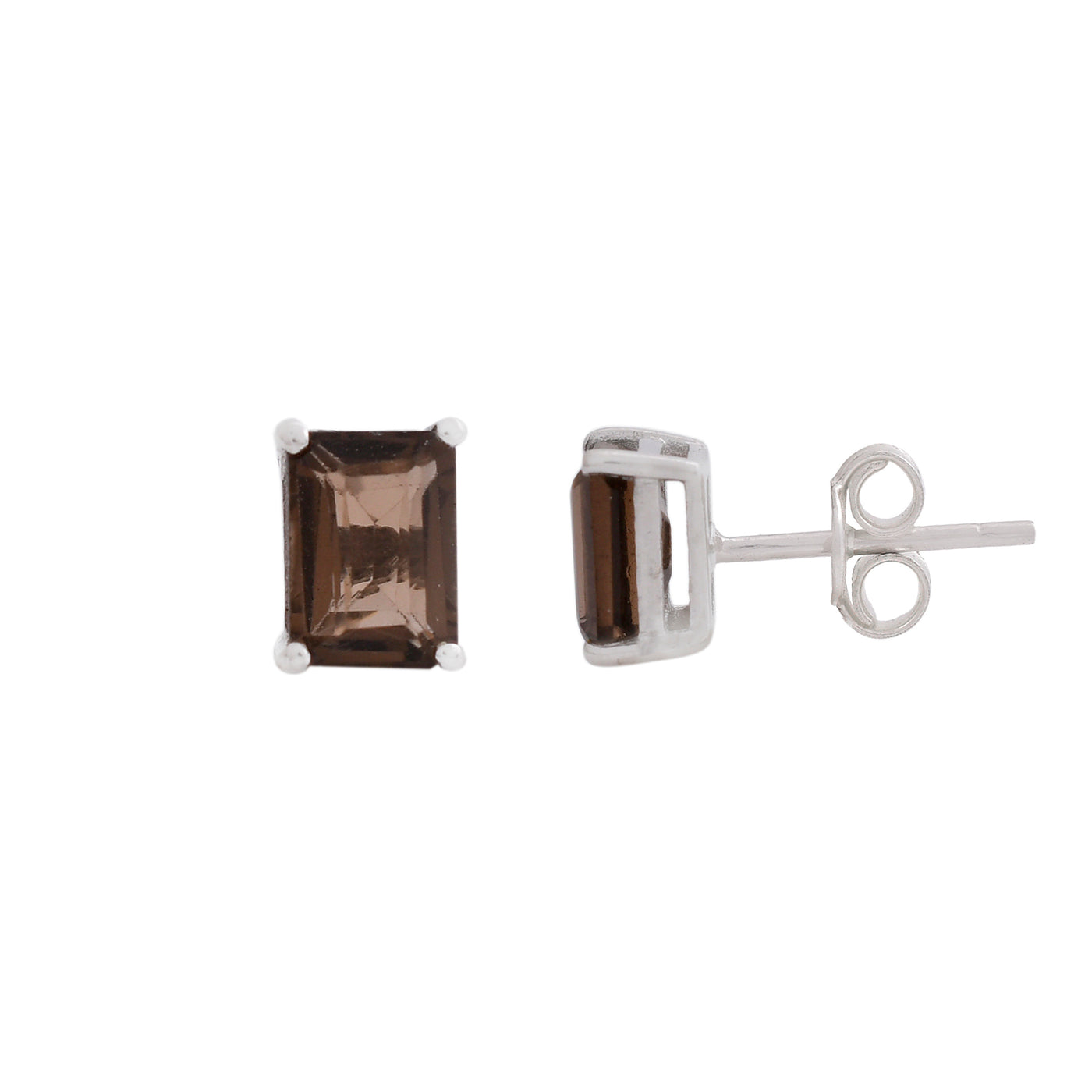 Emerald Cut Smoky Quartz Earring