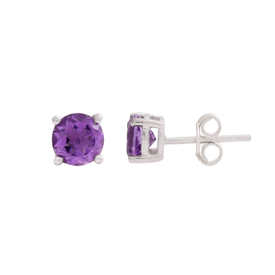 Natural Amethyst Stud Earring