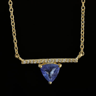 Trillion Blue Tanzanite Chain Necklace