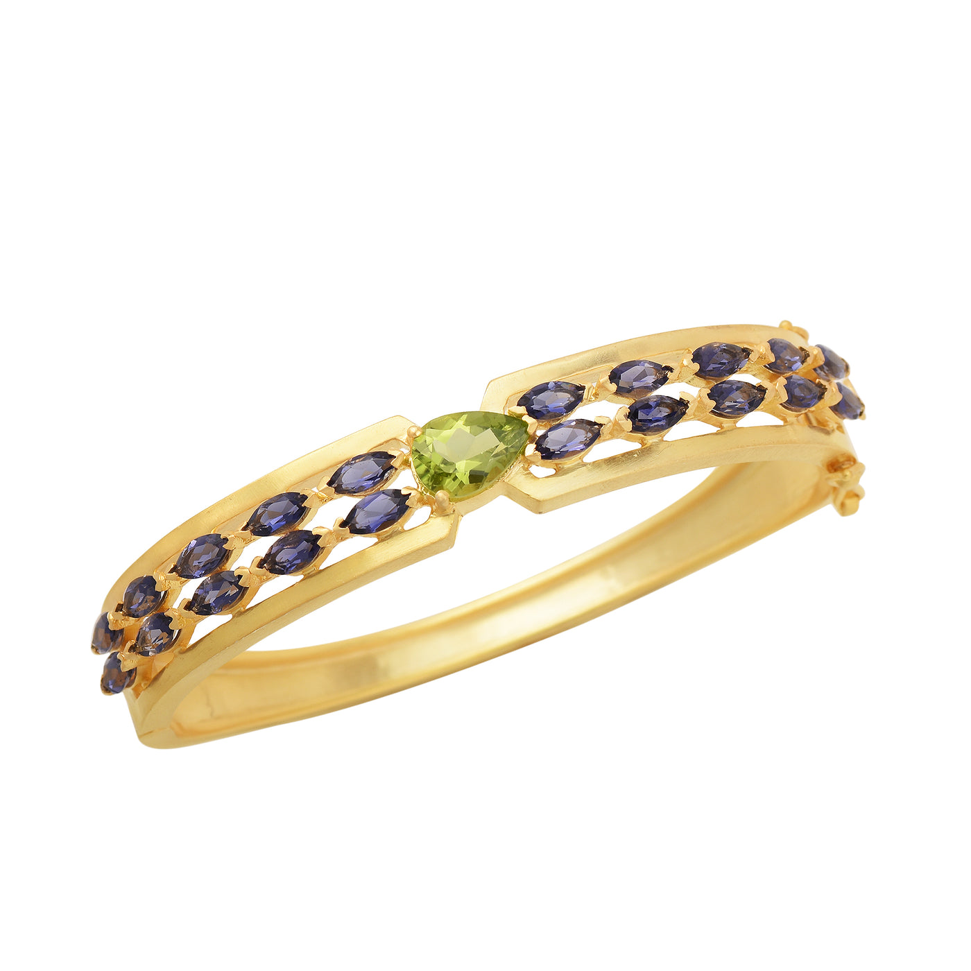 Rainbow Iolite & Peridot Openable Bangle