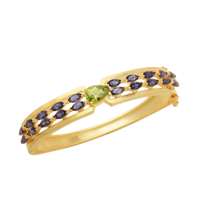 Rainbow Iolite & Peridot Openable Bangle