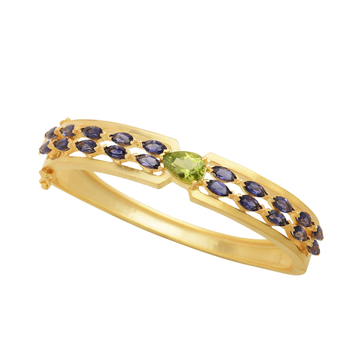 Rainbow Iolite & Peridot Openable Bangle