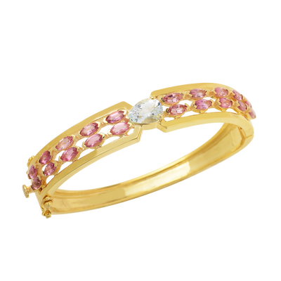 Rainbow  Aquamarine & Pink Tourmaline Openable Bangle