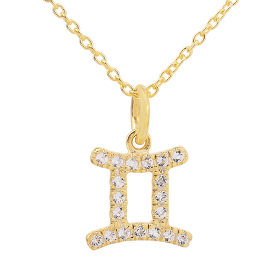 Silver Gemini Zodiac Diamond Necklace