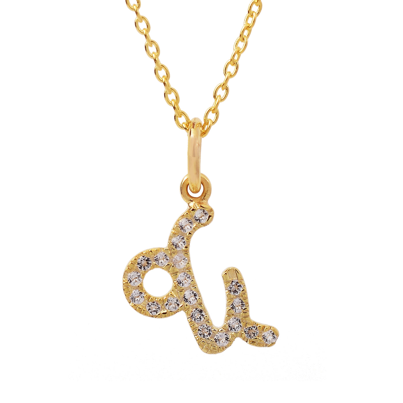 Capricorn Zodiac Silver Diamond Necklace