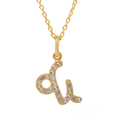 Capricorn Zodiac Silver Diamond Necklace