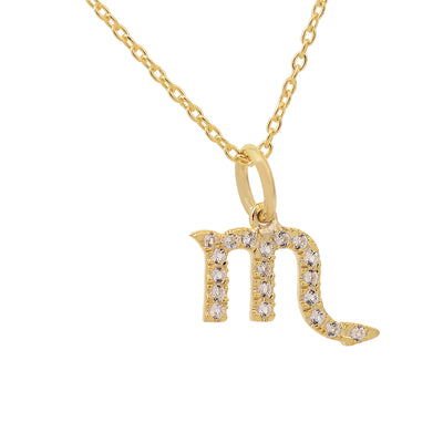 Scorpio Zodiac Silver Diamond Necklace