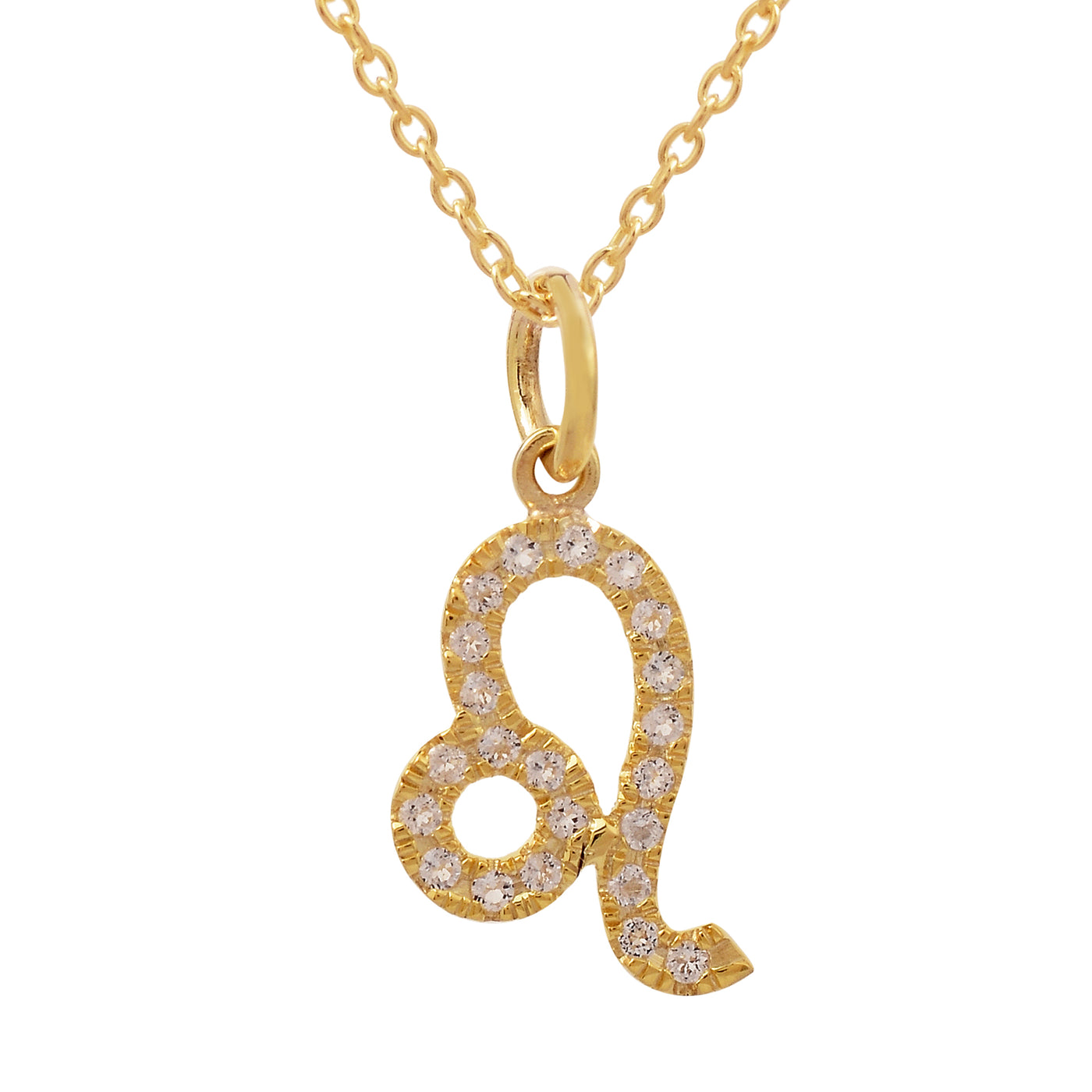 Leo Zodiac Silver Diamond Necklace