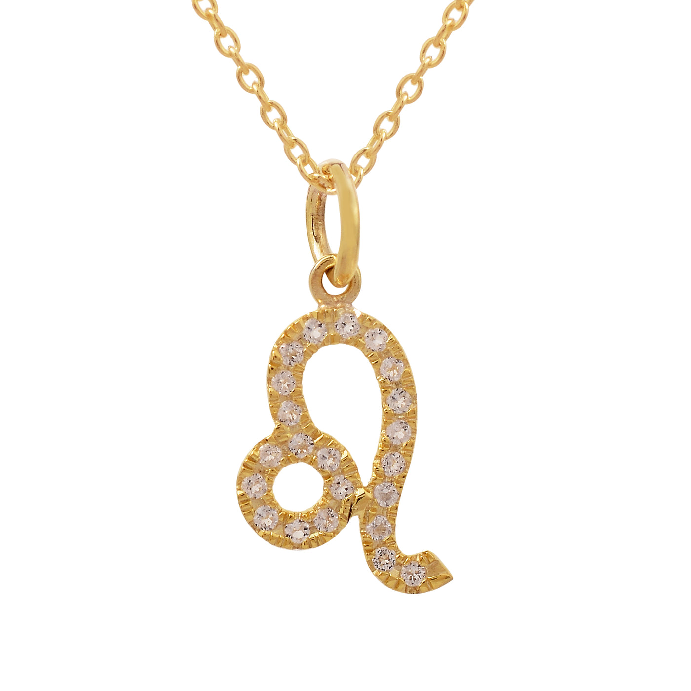 Leo Zodiac Silver Diamond Necklace