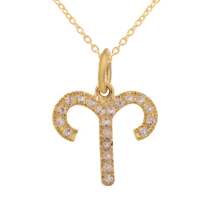 Aries Diamond Zodiac Silver Necklace