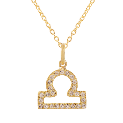 Libra Diamond Silver Zodiac Necklace