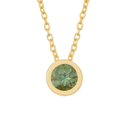 Round Green Quartz Solitaire Necklace