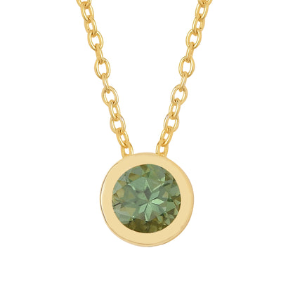 Round Green Quartz Solitaire Necklace