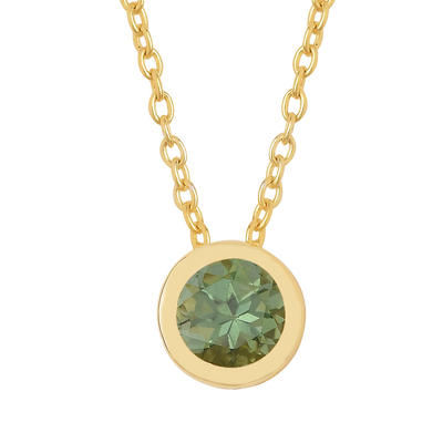 Round Green Quartz Solitaire Necklace