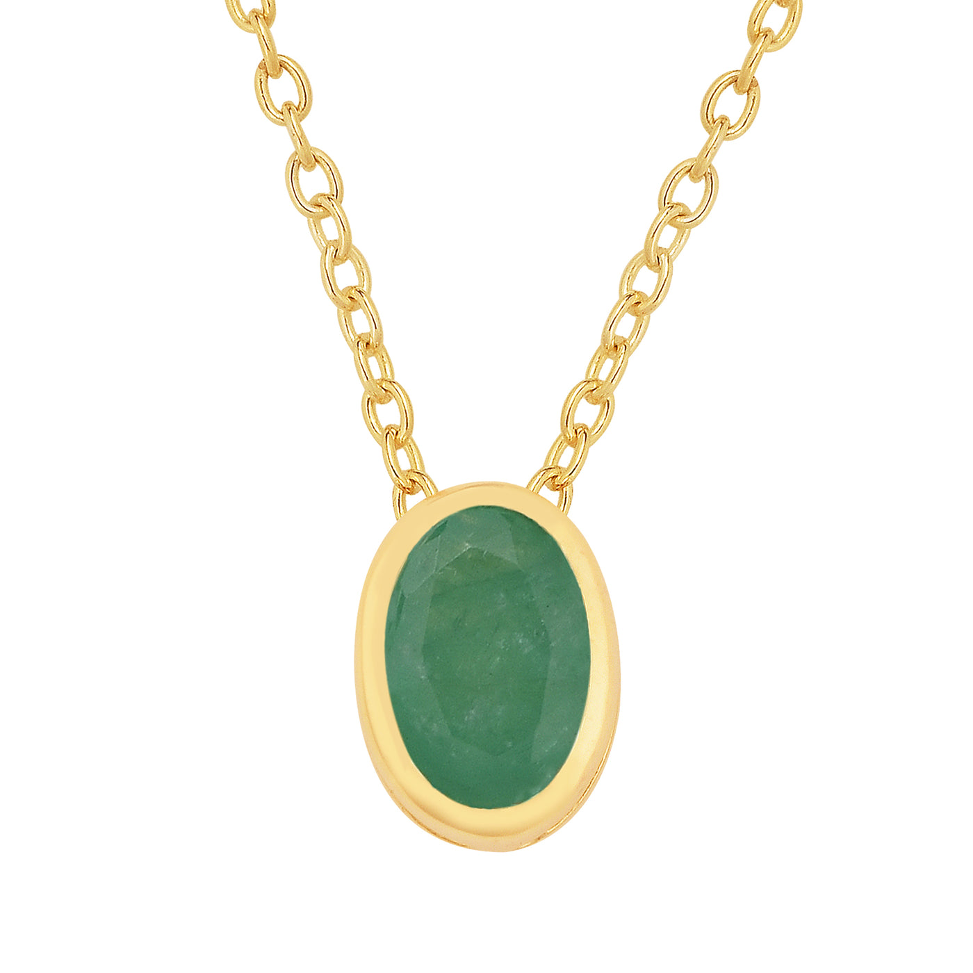 Oval Cut Emerald Solitaire Necklace