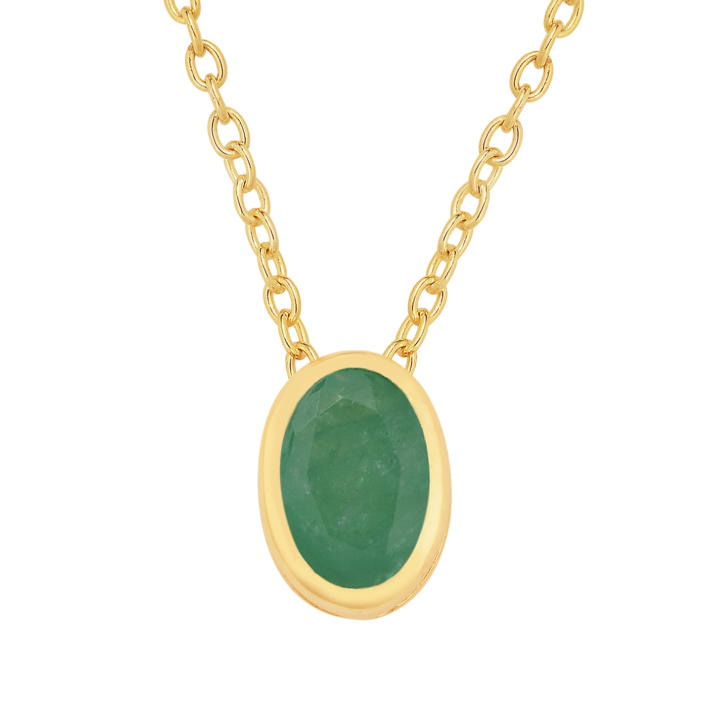 Oval Cut Emerald Solitaire Necklace