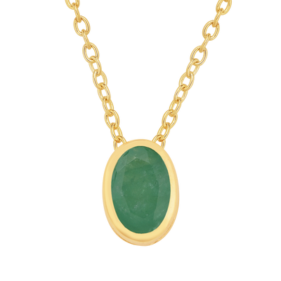 Oval Cut Emerald Solitaire Necklace