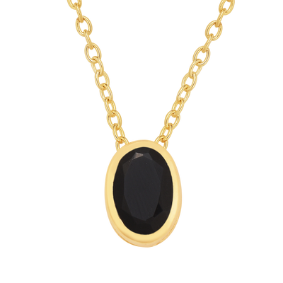 Black Onyx Solitaire Chain Necklace