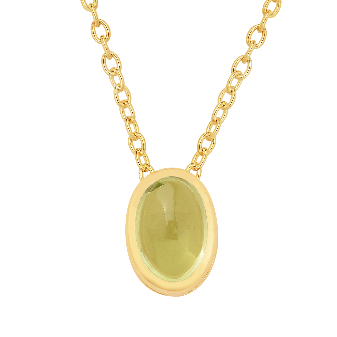 Oval Peridot Solitaire Silver Necklace