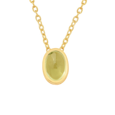 Oval Peridot Solitaire Silver Necklace