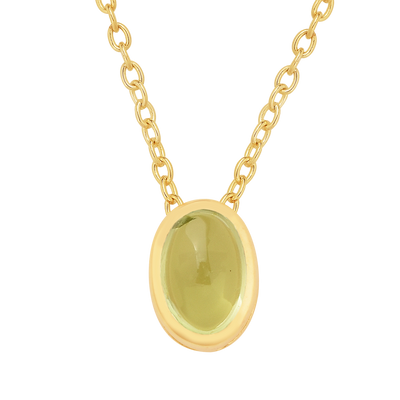 Oval Peridot Solitaire Silver Necklace